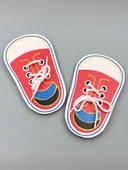 Ahşap İpli Montessori Oyuncak - Ayakkabı Bağlama Öğrenme - 1'li Paket - 4