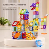 Çocuklar için Yapı Taşı Oyuncak Puzzle - Yapı Taşı Köşkü 558 Parça Çanta [133 Parça Pencere Çerçevesi + Çizim] thumbnail 6