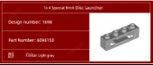 LEGO 1x4 Açık Gri Disk Fırlatıcı Özel Parça - 7