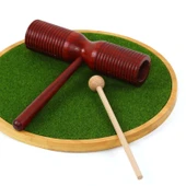 Orff Perküsyon Enstrümanı - Sekoya Büyük Boy Oluklu Çift Halka Silindir 5x20cm - 1