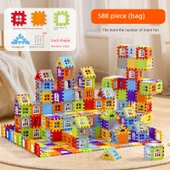 Çocuklar için Yapı Taşı Oyuncak Puzzle - Yapı Taşı Köşkü 558 Parça Çanta [133 Parça Pencere Çerçevesi + Çizim] thumbnail 1