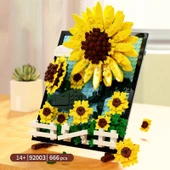 Çiçek Saksısı Yapı Blokları Buket Puzzle - Yeni Çin Çin Modası-Ayçiçeği [Çiçekler Duvara Asılabilir] - 1