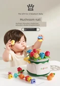Montessori Mantar Çivi Yapboz - Çiçek Tarzı Mantar Çivi ve Piramit Bloklar (15 Parça) - 7