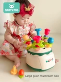 Montessori Mantar Çivi Yapboz - Çiçek Tarzı Mantar Çivi ve Piramit Bloklar (15 Parça) - 2