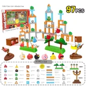 Angry Birds Oyuncak Seti - (Şişman Kırmızı + Landi + Ok Sarı + Elastik Siyah + Bai Jie + Della + Kırmızı + Banzhu + 9 Domuz + 2 Yay + 78 Aksesuar) (97 Parça) - 1