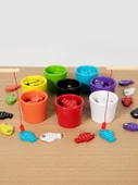 Montessori Ahşap Balık Tutma Oyunu - Mıknatıslı Balık Renk Ayırma Seti + Besleme Oyunu - 4