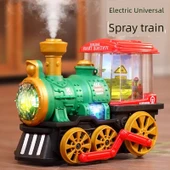Elektrikli Buharlı Tren - Evrensel Tekerlek - Sprey Özellikli - Yeşil - Pilli Model - 2