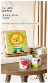 Ahşap 3D Puzzle - Altı Yüzlü Boyama - Böcek Desenli + Kayın Ağacı Tepsi - 8