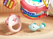 Bebek Müzik Aleti Seti - Yeşil 5 Parça: Çift Taraflı Davul, El Vuruşlu Davul, Vuruşlu Piyano, Kum Çekiç, Korna - 8