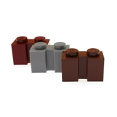 Dikey Oluklu Lego 1x2 Tuğla - Kızıl Kahverengi - 3