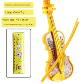 Pikachu Çocuk Müzik Aleti Oyuncak Seti - Pikachu Keman Tuba + 10 Delikli Blues Armonika - 1