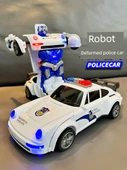Çocuk Puzzle Oyuncak - Dönüşen Polis Arabası - Şarjlı Model - 2