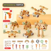 Çocuklar için Eğitici Kendin Yap Montaj Alet Seti - 158 Parça Elektrikli Tornavida Seti (Saklama Kutusu + Şarjlı Matkap) thumbnail 1