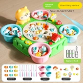 Manyetik Kedi Balık Tutma Oyunu - 25 Balık 8 Olta - Standart Pil - 1