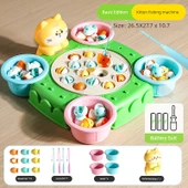 Manyetik Kedi Balık Tutma Oyunu - 15 Balık 4 Olta - Standart Pil - 1