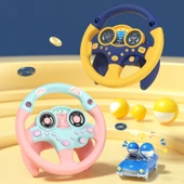 Çocuk Simülasyon Direksiyon Oyuncak - Pembe - Büyük Boy - Erken Eğitim Müzikli thumbnail 6