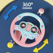 Çocuk Simülasyon Direksiyon Oyuncak - Pembe - Büyük Boy - Erken Eğitim Müzikli thumbnail 4