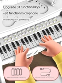 Çocuk Elektronik Klavye Piyano - Pilli Beyaz - Tabure, Mikrofon, Nota ve Hediye Çantalı - 5