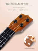 Çocuk Müzik Aleti Oyuncak Ukulele 38cm Yuvarlak Delikli Ahşap Rengi - 5