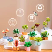 Çiçek Yapı Blokları - Sukulent Saksı Bitki - Mor Şakayık 88 Parça - 5