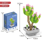 Çiçek Yapı Blokları - Sukulent Saksı Bitki - B Dişi Kalp 103 Parça - 1
