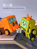 Çocuk Çarpışma Dönüşen Ekskavatör ve Kepçe Robot Oyuncak - 2'li Paket - 3