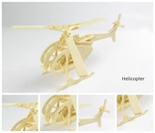 Ahşap 3D Puzzle Helikopter - Kendin Yap Montaj Model Oyuncak - 1