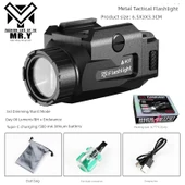 Lazer Atış Eğitim Oyuncak Tabancası - Siyah Metal El Feneri 800LM - 1