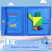 Prens Mavi Manyetik Tangram - Geliştirilmiş Kalın Model ve Puzzle Kılavuzu - 1