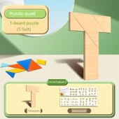 Kayın Ağacı T Şekilli Puzzle - 5 Adet - Ahşap thumbnail 1