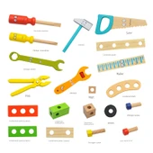 Çocuk Alet Seti - 34 Parça Karikatür Alet Kutusu Somun Kombinasyonu thumbnail 5