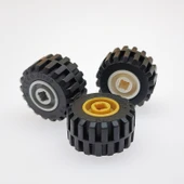 LEGO Tekerlek ve Jant Seti - Beyaz Jant + Siyah Lastik - 2