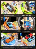 Çocuklar için Puzzle Oyuncak - Üst Versiyon [16 Alaşım Araba + Yol İşaretleri] Lastik Park Yeri - 3