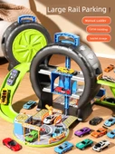 Çocuklar için Puzzle Oyuncak - Standart Versiyon [4 Alaşım Araba + Yol İşaretleri] Lastik Park Yeri - 2