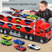 Çocuk Alaşım Mühendislik Aracı Dönüşen Kamyon Fırlatma Seti - Büyük Boy - 8 Alaşım Araba - 2