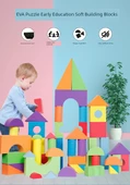 EVA Yumuşak Sünger Çocuk Oyuncak Köpük Blokları - Kabartmalı 4cm Kalın 50 Adet Sepetli - 7