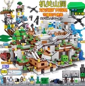 Minecraft Organ Mağarası Köyü Yapım Oyuncakları - Maden Bahçesi Organ Mağarası Seti (Kova Hediyeli, Ejderha 2 + Işık + 2 Kat) - 1