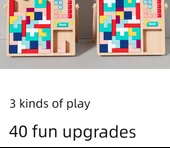 Tetris Puzzle Oyuncak - Büyük Boy - Altı Raylı Kaydırak ve Park Yeri (7 Kayın Arabalı) thumbnail 11