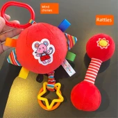 Yumuşak Kumaş Bebek Oyuncağı - Kırmızı Top + Dambıl - 8