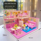 Şehir Manzaralı Ev Yapı Blokları - Tavşan Pembe Daire 1096 Parça (Lamba Şeritli) - 7