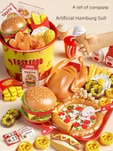 Çocuklar için Hamburger Oyuncak Seti - 62 Parça - Aile Kovası ve Fast Food Tabağı - 6