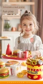 Çocuklar için Hamburger Oyuncak Seti - 62 Parça - Aile Kovası ve Fast Food Tabağı - 9