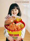 Çocuklar için Hamburger Oyuncak Seti - 62 Parça - Aile Kovası ve Fast Food Tabağı - 5