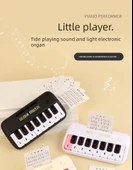 Çocuk Elektronik Klavye Mini Cep Piyano - Bej, Piyano Notalı - 8