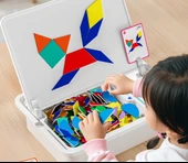 Manyetik Tangram Puzzle Seti - Çeşitli Tangram + 100 Sayma Çubuğu (Demir Kutulu) - 10