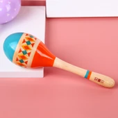 Ahşap Marakas Orff Vurmalı Çalgı Kum Topu - Kafes Desenli - 1