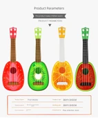 Çocuk Meyve Ukulele Gitar - Büyük Çilek - 7