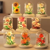 DIY Sukulent Saksı Yapı Taşları - 9 Işıklı Ebedi Çiçek Işıklı Tabanlı + Tozluklu [9 Kutu] 1500+ Parça - 1