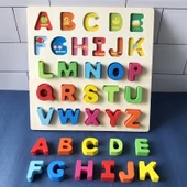 Ahşap Harf Sayı Puzzle - 3D Bloklar - Küçük Harfler - 3