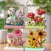 DIY Sukulent Saksı Yapı Taşları - Qimeng Çiçek Kutusu-Ayçiçeği Akrilik Kapaklı 350+ Parça - 6